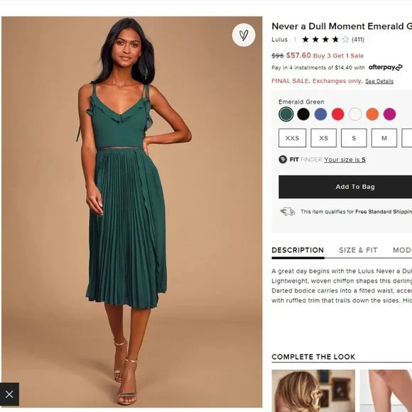 Lulus | Dresses | Pleated Midi Dress Lulus Emerald Green | Poshmark